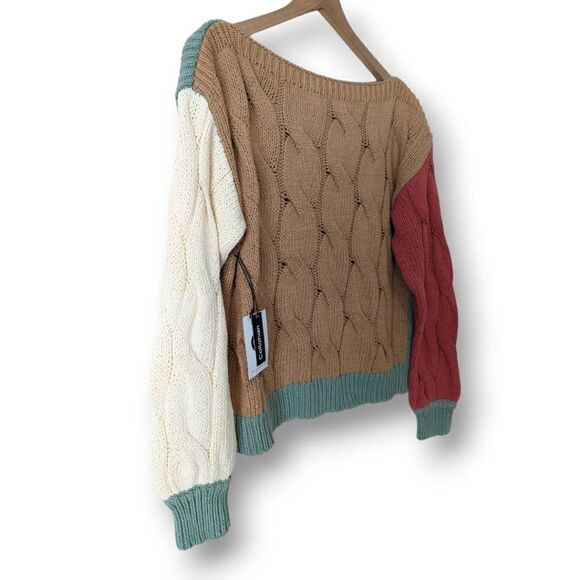 NWT Callahan Knitwear Colorblock Boatneck Knit Sweater Size Small - Picture 6 of 11